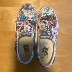 VANS SLIP ON GRAFFITI PRINT LADIES SIZE 8. / MENS 6.5